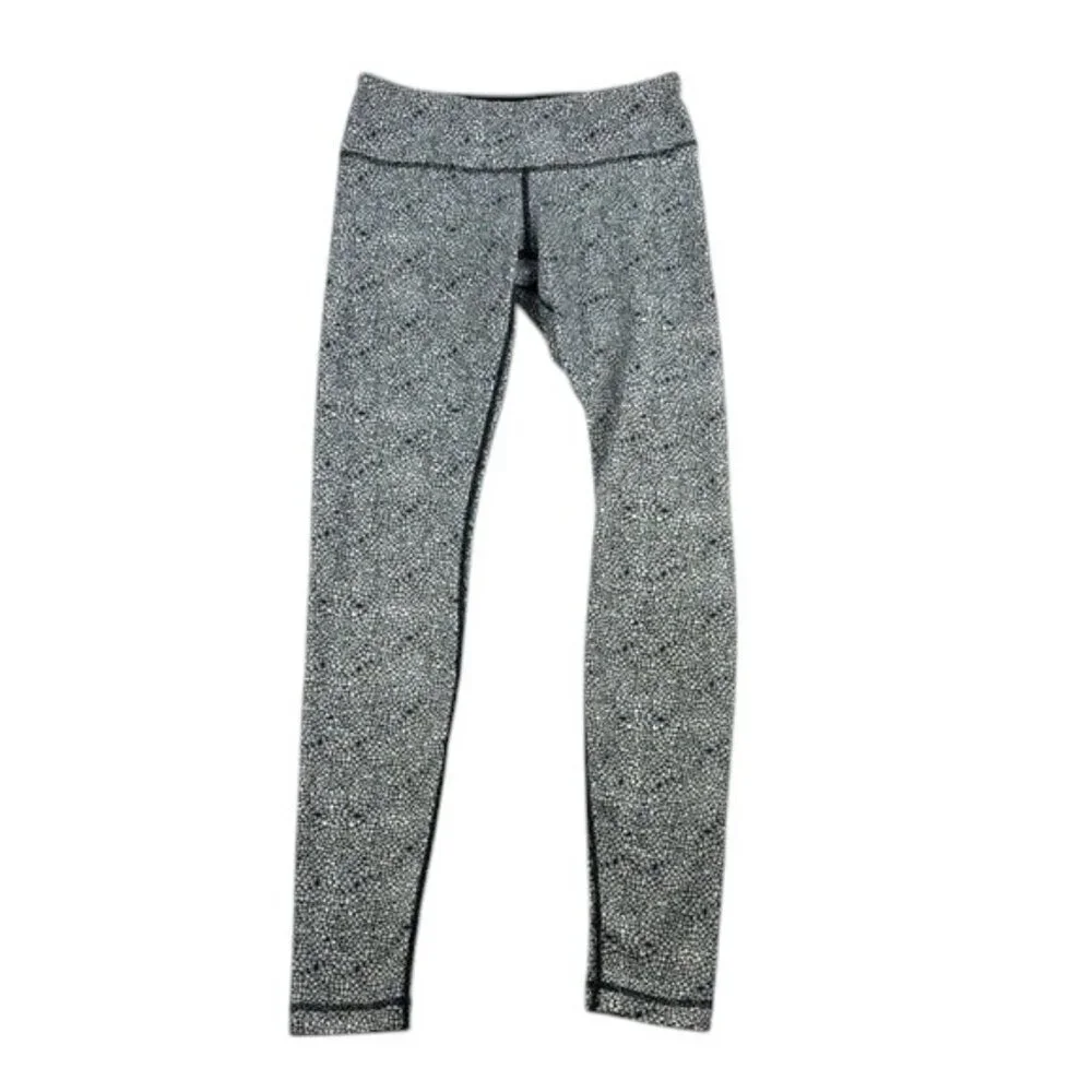 Lululemon Leggings Black White Floral Women's Size 4